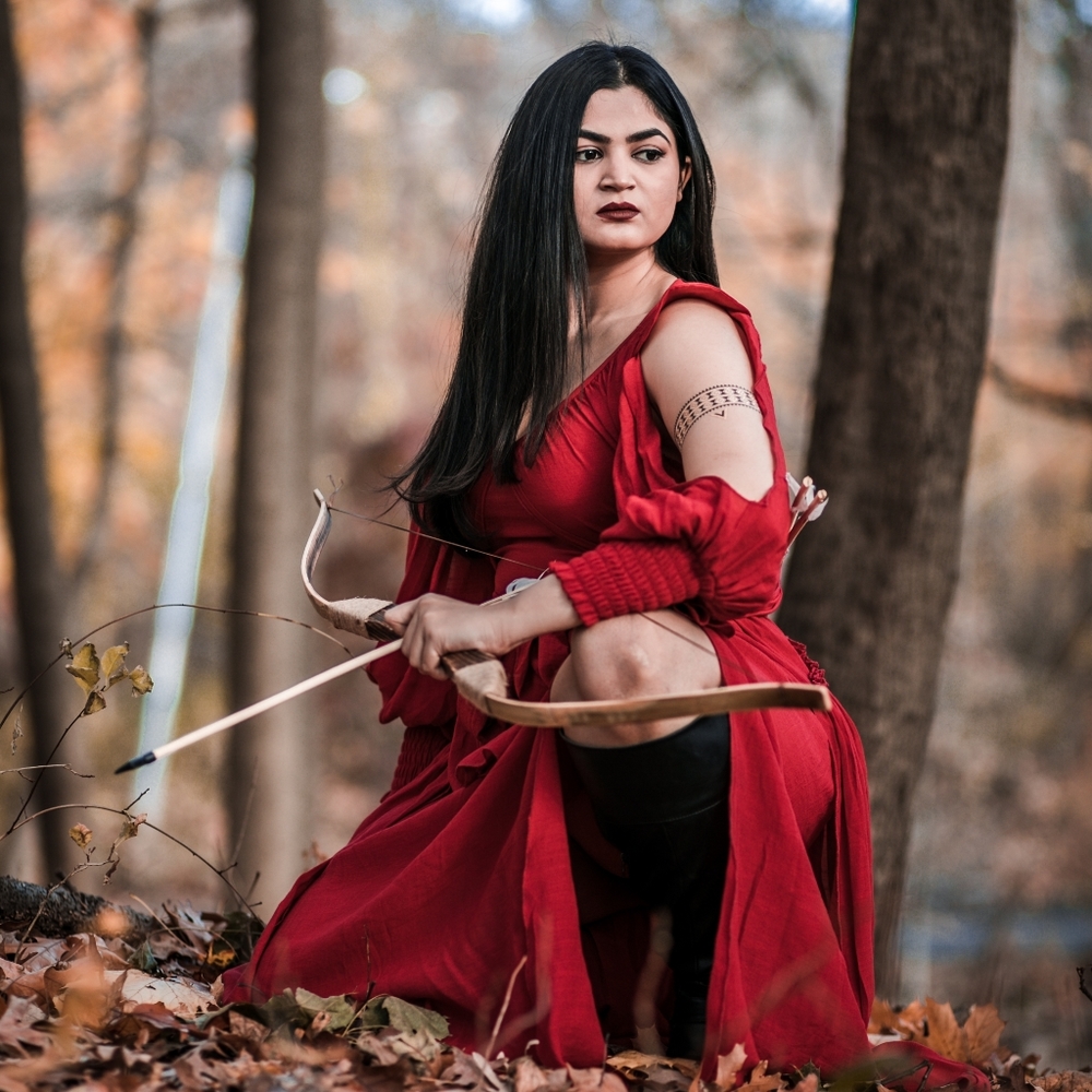 Medieval Renaissance Red Maxi Lantern Sleeve dress